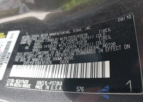 2011 Toyota Tundra Grade 5.7L V8 from USA, damaged, VIN 5TFEY5F15BX101976